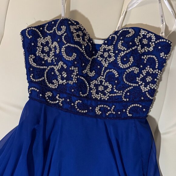 Sherri Hill Royal Blue Crystal Embellished Gown, Style 8545, Sz 4 - Picture 11 of 14